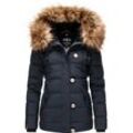 Winterjacke NAVAHOO "Zoja" Gr. S (36), blau (navy), Damen, Oberstoff: 100% Polyester, Futter: 100% Polyester, Wattierung: 100% Polyester, Ärmelfutter: 100% Polyester, Kunstpelz: 90% Polyacryl, 10% Polyester, Jacken, stylische Steppjacke mit Kunstpelz Kapuze