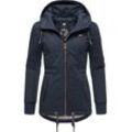 Winterjacke RAGWEAR "YM-Danka" Gr. M (38), blau (jeansblau), Damen, Außenmaterial: 100% Polyester, Innenfutter: 100% Polyester, Wattierung: 100% Polyester, Jacken, stylische Winter Outdoorjacke mit Kapuze