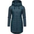 Steppmantel RAGWEAR "Lucinda Long" Gr. M (38), blau (petrol) Damen Mäntel Mantel aus modernem Materialmix mit Kapuze