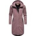 Kurzmantel RAGWEAR "Letti Long Bonded" Gr. 4XL (48), lila (mauve), Damen, Material: 100% Polyester, Mäntel, Übergangsmantel aus Rippstrick mit Kapuze