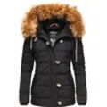 Winterjacke NAVAHOO "Zoja" Gr. S (36), schwarz Damen Jacken stylische Steppjacke mit Kunstpelz Kapuze