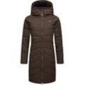 Steppmantel RAGWEAR "Dizzie Coat" Gr. L (40), braun (dunkelbraun) Damen Mäntel stylischer, gesteppter Winterparka mit gefütterter Kapuze