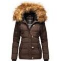 Winterjacke NAVAHOO "Zoja", Damen, Gr. M (38), braun (dunkelbraun), Oberstoff: 100% Polyester, Futter: 100% Polyester, Wattierung: 100% Polyester, Ärmelfutter: 100% Polyester, Kunstpelz: 90% Polyacryl, 10% Polyester, casual, tailliert hüftbedeckend, Jacken, stylische Steppjacke mit Kunstpelz Kapuze