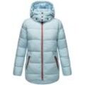 Winterjacke NAVAHOO "Wattewölkchen", Damen, Gr. M (38), blau (babyblau), Obermaterial: 100% Polyester (recycelt), Futter: 100% Polyester (recycelt), Ärmelfutter: 100% Polyester (recycelt), Wattierung: 100% Polyester, Basic, gerade Po-bedeckend, Langarm verstellbar elastischer Bund mit Reißverschluss, Jacken, Modische Damen Steppjacke mit kontrastfarbenen Details