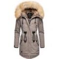 Wintermantel NAVAHOO "Bombii" Gr. XS (34), grau (dunkelgrau) Damen Mäntel stylischer Winterparka mit Kunstfell-Kapuze