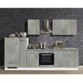 Lomadox - Küchenzeile Premium Beton 300cm MANCHESTER-87 inklusive E-Geräte und Apothekerschrank - grau