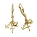 Paar Ohrhänger FASCINATION BY ELLEN K. "Gold 375 Glaube Liebe Hoffnung" Ohrringe Gr. ONE-SIZE, Gold, gelb Damen Ohrhänger