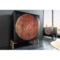 Massives Highboard MANDALA 120cm Mangoholz schwarz goldene Füße