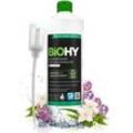 BiOHY Bodenreiniger für Wischroboter, Bio Reiniger, Bodenwischpflege, Nicht schäumender Bodenreiniger 1 x 1 Liter Flasche + Dosierer