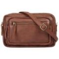 Umhängetasche WOUWOU, Damen, Gr. B/H/T: 22cm x 16cm x 3cm onesize, braun (cognac), Leder, used, Taschen, echt Leder