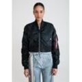 Bomberjacke ALPHA INDUSTRIES "Alpha Industries Women - Bomber Jackets MA-1 Boxy Wmn" Gr. L, schwarz (black) Damen Jacken