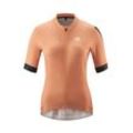 Radtrikot GONSO "PIANA", Damen, Gr. 36, orange (pfirsich), 86% Polyester, 14% Elasthan, Rundhals, Kurzarm, Trikots, Damen Radshirt kurzarm, atmungsaktives Fahrradtrikot mit Rückentasche