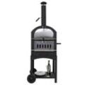 Holzkohlegrill MCW-N15, Pizzaofen Kaminofen, Grillrost Holzkohlerost Pizzastein, Stahl schwarz hochtemperaturlackiert