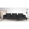 Ecksofa "BENTE L-Form", grau (anthrazit), B:332cm H:85cm T:175cm, 93%PES, 6%ACR, 1%BAU, GUIDO MARIA KRETSCHMER HOME & LIVING, Sofas, wahlweise Recamiere links oder rechts, mit schwarzen Metallfüßen