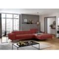 Ecksofa W.SCHILLIG "piedroo", rot (rot r66), B:343cm H:70cm T:193cm, Chenille-Flachgewebe R66 (85% Polyester, 15% Nylon), Sofas, Kopfteilverstellung, wahlweise mit Sitztiefenverstellung, Breite 343cm