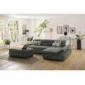 Ecksofa INOSIGN "Avesa L-Form", grün (dunkelgrün), B:300cm H:80cm T:172cm, 95% Polyester, 5% Polyacryl, Sofas, Wahlweise mit Armteilvertsellung und Bettfunktion, B/T/H: 300/172/80cm