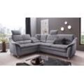 Ecksofa PLACES OF STYLE "Cardoso L-Form", grau, B:249cm H:90cm T:209cm, Luxus-Microfaser Lederoptik (100% Polyester), Luxus-Microfaser (100% Polyester), Luxus-Microfaser ALTARA NUBUCK (100% Polyester), Struktur (100% Polyester), Sofas, Federkern, wahlweise mit Bett, Schubkasten, teilweise Relaxfunktion