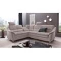 Ecksofa PLACES OF STYLE "Cardoso L-Form", grau, B:249cm H:90cm T:209cm, Luxus-Microfaser Lederoptik (100% Polyester), Luxus-Microfaser (100% Polyester), Luxus-Microfaser ALTARA NUBUCK (100% Polyester), Struktur (100% Polyester), Sofas, Federkern, wahlweise mit Bett, Schubkasten, teilweise Relaxfunktion