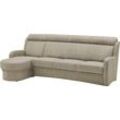 Ecksofa VILLA BECK "Varese L-Form", grün (14 stone), B:256cm H:102cm T:83cm, Flachgewebe 96, 6 Polyester, 3, 4% Polyamid, Microfaser 100% Polyester, Sofas, Kopfteilverstellung, wahlweise mit Sitzvorzug, in Sitzhöhe 49 cm