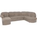 Wohnlandschaft DOMO COLLECTION "Pegnitz U-Form", braun (braun, beige), B:292cm H:82cm T:180cm, 100% Polyester, Sofas, wahlweise mit Bettfunktion