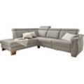 Ecksofa HOME AFFAIRE "Konstanz L-Form", weiß (altweiß), B:280cm H:92cm T:232cm, Luxus-Microfaser Lederoptik: 100% Polyester, Leder u00bbDicklederu00ab: 100% Pigmentiertes Leder (zertifiziert mit dem Blauen Engel), Reibechtheit 4, Lichtechtheit 5;, Sofas, mit vollmotorischer Relaxfunktion; incl. Kopfteilverstellung