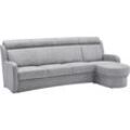 Ecksofa VILLA BECK "Varese L-Form", silber (32 silber), B:256cm H:102cm T:83cm, Flachgewebe 96, 6 Polyester, 3, 4% Polyamid, Microfaser 100% Polyester, Sofas, Kopfteilverstellung, wahlweise mit Sitzvorzug, in Sitzhöhe 49 cm