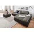 Ecksofa SIT & MORE "Bergamo L-Form", schwarz (schwarz, dunkelgrau), B:267cm H:85cm T:177cm, Kunstleder SOFTLUX / Struktur (100% Polyester), Luxus-Microfaser ALTARA NUBUCK (100% Polyester) / Struktur (100% Polyester), Sofas, wahlweise mit Bettfunktion, Bettkasten und Armteilfunktion