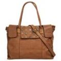 Shopper SAMANTHA LOOK, Damen, Gr. B/H/T: 36cm x 29cm x 11cm onesize, braun (cognac), Leder, vintage, Taschen, echt Leder, Made in Italy