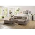 Ecksofa INOSIGN "Avesa L-Form", braun (coffee), B:300cm H:80cm T:172cm, 95% Polyester, 5% Polyacryl, Sofas, Wahlweise mit Armteilvertsellung und Bettfunktion, B/T/H: 300/172/80cm