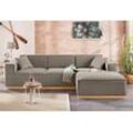 Ecksofa HOME AFFAIRE "Terry L-Form" Sofas Gr. B/H/T: 274 cm x 75 cm x 165 cm, Struktur fein, Recamiere rechts, Ecksofa frei im Raum stellbar, braun Ecksofa Möbel Polstermöbel Ecksofas Sofas mit offener Kedernaht und Holzuntergestell