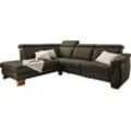 Ecksofa HOME AFFAIRE "Konstanz L-Form", grün (oliv), B:280cm H:92cm T:232cm, Luxus-Microfaser Lederoptik: 100% Polyester, Leder u00bbDicklederu00ab: 100% Pigmentiertes Leder (zertifiziert mit dem Blauen Engel), Reibechtheit 4, Lichtechtheit 5;, Sofas, mit vollmotorischer Relaxfunktion; incl. Kopfteilverstellung