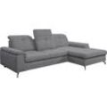 Ecksofa WERK2 "Meran L-Form" Sofas Gr. B/H/T: 270cm x 104cm x 170cm, Struktur weich, Recamiere rechts, Schlaffunktion, Bettkasten, verstellbare Kopfteile, Sitztiefenverstellung, grau Schlafsofa mit Sitztiefenverstellung & verstellbaren Kopfteilen