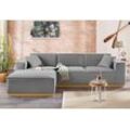 Ecksofa HOME AFFAIRE "Terry L-Form" Sofas Gr. B/H/T: 274cm x 75cm x 165cm, Struktur fein, Recamiere links, Ecksofa frei im Raum stellbar, grau (hellgrau) Ecksofa Möbel Polstermöbel Sofas mit offener Kedernaht und Holzuntergestell