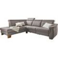 Ecksofa HOME AFFAIRE "Konstanz L-Form", grau (taupe), B:280cm H:92cm T:232cm, Luxus-Microfaser Lederoptik: 100% Polyester, Leder u00bbDicklederu00ab: 100% Pigmentiertes Leder (zertifiziert mit dem Blauen Engel), Reibechtheit 4, Lichtechtheit 5;, Sofas, mit vollmotorischer Relaxfunktion; incl. Kopfteilverstellung