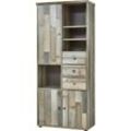 Stauraumschrank INNOSTYLE "BONANZA", braun, B:83cm H:188cm T:39cm, Holzwerkstoff, Schränke, 3 türig, 3 Schubladen, 11 Fächer, Softclose, ABS Kantenschutz