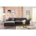 Ecksofa HOME AFFAIRE "Terry L-Form" Sofas Gr. B/H/T: 274cm x 75cm x 165cm, Luxus-Microfaser, Recamiere links, Ecksofa frei im Raum stellbar, grau Ecksofa Möbel Polstermöbel Sofas mit offener Kedernaht und Holzuntergestell