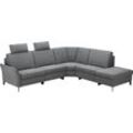 Ecksofa HIMOLLA "1920" Sofas Gr. B/H/T: 278 cm x 117 cm x 250 cm, Flachgewebe Chenille Q2 Melange 24, Rela x element links, Sitz außen mit Rela x funktion-1 Kopfstütze, grau (q2 melange 24 delfin) Ecksofas ein oder zwei integrierte Relaxsitze, Ottomane rechts links