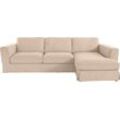 Polsterecke TIMBERS "Vintage L-Form", beige (sand), B:284cm H:83cm T:165cm, 100%PES, Sofas, Ecksofa, 3-Sitzer Polsterecke im Landhausstil, mit abnehmbarer Husse