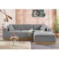 Ecksofa HOME AFFAIRE "Terry L-Form" Sofas Gr. B/H/T: 274cm x 75cm x 165cm, Struktur fein, Recamiere rechts, Ecksofa frei im Raum stellbar, grau (hellgrau) Ecksofa Möbel Polstermöbel Sofas mit offener Kedernaht und Holzuntergestell