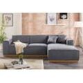 Ecksofa HOME AFFAIRE "Terry L-Form" Sofas Gr. B/H/T: 274cm x 75cm x 165cm, Luxus-Microfaser, Recamiere rechts, Ecksofa frei im Raum stellbar, grau Ecksofa Möbel Polstermöbel Sofas mit offener Kedernaht und Holzuntergestell