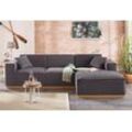 Ecksofa HOME AFFAIRE "Terry L-Form" Sofas Gr. B/H/T: 274cm x 75cm x 165cm, Struktur fein, Recamiere rechts, Ecksofa frei im Raum stellbar, grau (anthrazit) Ecksofa Möbel Polstermöbel Sofas mit offener Kedernaht und Holzuntergestell