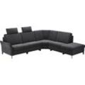 Ecksofa HIMOLLA "1920" Sofas Gr. B/H/T: 278 cm x 117 cm x 250 cm, Flachgewebe Chenille Q2 Melange 24, Rela x element links, Sitz außen mit Rela x funktion-1 Kopfstütze, schwarz (q2 melange 24 cola) Ecksofas ein oder zwei integrierte Relaxsitze, Ottomane rechts links