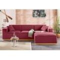 Ecksofa HOME AFFAIRE "Terry L-Form" Sofas Gr. B/H/T: 274cm x 75cm x 165cm, Struktur fein, Recamiere rechts, Ecksofa frei im Raum stellbar, rot Ecksofa Möbel Polstermöbel Sofas mit offener Kedernaht und Holzuntergestell