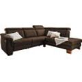 Ecksofa HOME AFFAIRE "Konstanz L-Form", braun (espresso), B:280cm H:92cm T:232cm, Luxus-Microfaser Lederoptik: 100% Polyester, Leder u00bbDicklederu00ab: 100% Pigmentiertes Leder (zertifiziert mit dem Blauen Engel), Reibechtheit 4, Lichtechtheit 5;, Sofas, mit vollmotorischer Relaxfunktion; incl. Kopfteilverstellung