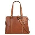 Shopper SPIKES & SPARROW "LAPTOP SHOULDERBAG", Damen, Gr. B/H/T: 38cm x 28cm x 14cm onesize, braun (cognac), Leder, unifarben, Taschen, echt Leder