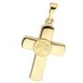 Kreuz-Anhänger JOBO "Anhänger Kreuz mit Lebensbaum", gold (gelbgold 333), Schmuckanhänger, Damen, Gelbgold 333, 333 Gold