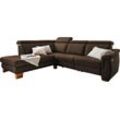 Ecksofa HOME AFFAIRE "Konstanz L-Form", braun (espresso), B:280cm H:92cm T:232cm, Luxus-Microfaser Lederoptik: 100% Polyester, Leder u00bbDicklederu00ab: 100% Pigmentiertes Leder (zertifiziert mit dem Blauen Engel), Reibechtheit 4, Lichtechtheit 5;, Sofas, mit vollmotorischer Relaxfunktion; incl. Kopfteilverstellung