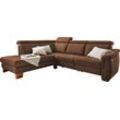 Ecksofa HOME AFFAIRE "Konstanz L-Form", braun (mittelbraun), B:280cm H:92cm T:232cm, Luxus-Microfaser Lederoptik: 100% Polyester, Leder u00bbDicklederu00ab: 100% Pigmentiertes Leder (zertifiziert mit dem Blauen Engel), Reibechtheit 4, Lichtechtheit 5;, Sofas, mit vollmotorischer Relaxfunktion; incl. Kopfteilverstellung