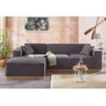 Ecksofa HOME AFFAIRE "Terry L-Form" Sofas Gr. B/H/T: 274cm x 75cm x 165cm, Struktur fein, Recamiere links, Ecksofa frei im Raum stellbar, grau (anthrazit) Ecksofa Möbel Polstermöbel Sofas mit offener Kedernaht und Holzuntergestell