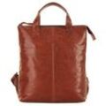 Cityrucksack X-ZONE Gr. B/H/T: 30cm x 27cm x 10cm, braun (cognac), Rindsleder, Leder, Rucksäcke, echt Leder